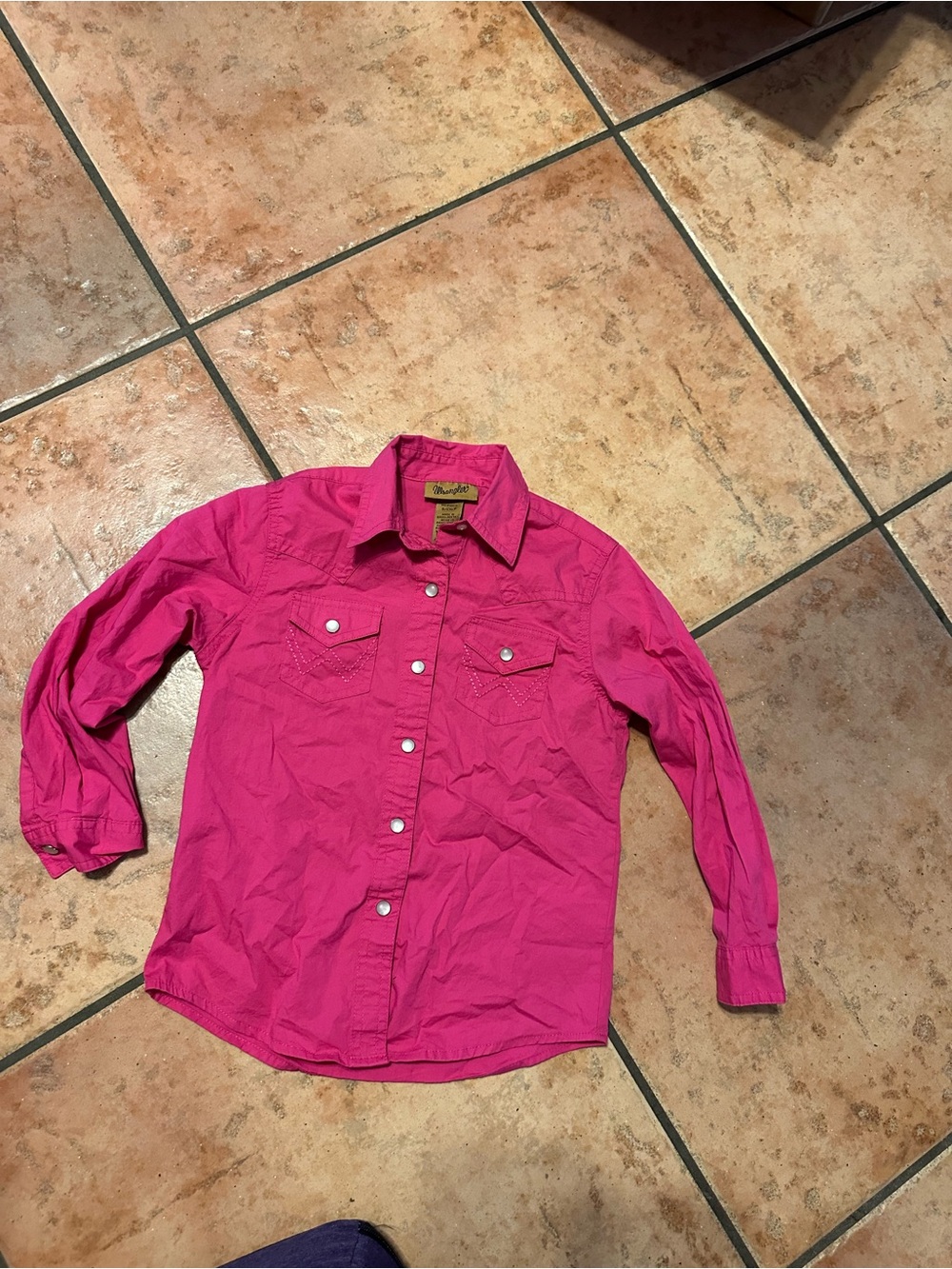 Wrangler Girls Hot Pink Western Snap Button Shirt